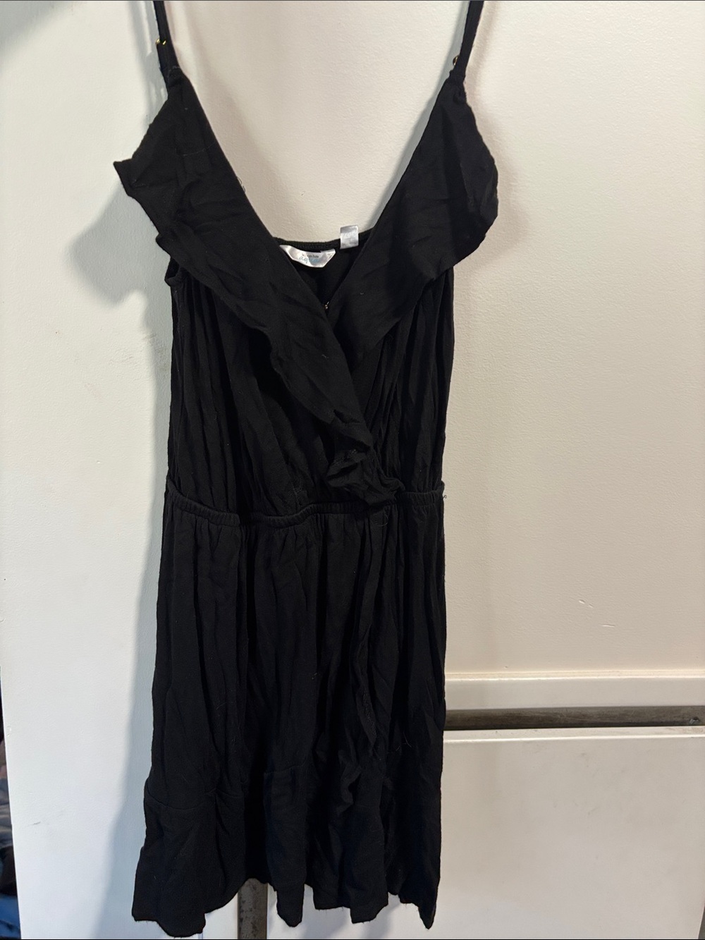 Black Sleeveless Ruffle V-Neck Romper